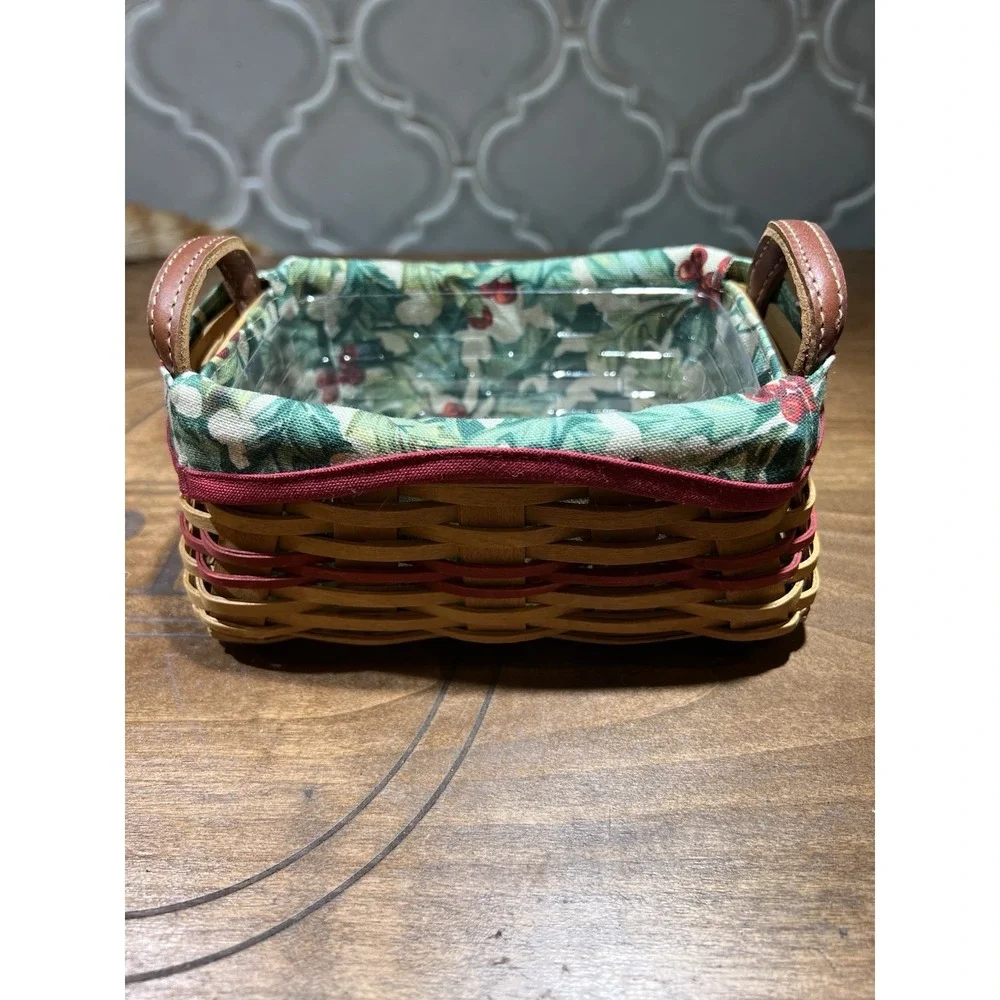 Longaberger Pet Treats Basket‎ With Floral Liner And Plastic Protector